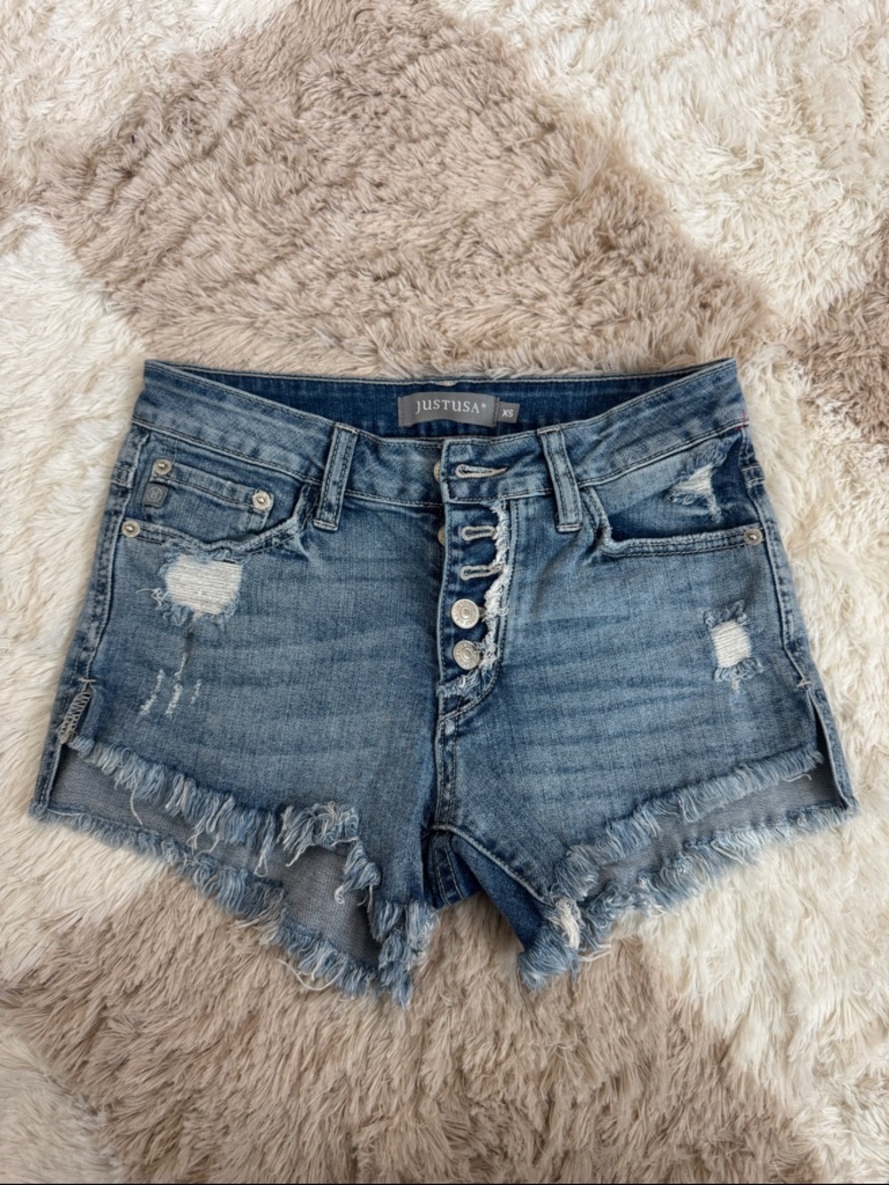 NWOT Just USA Button-Front Denim Cutoff Shorts